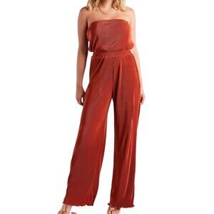NWT Windsor Here To Play Pleated Strapless Rust Orange Jumpsuit Size Medium